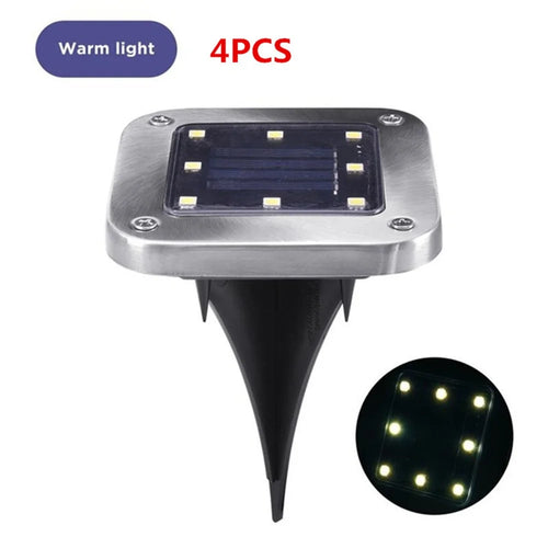 4 PCS 8-LED Solar Power Light IP55 Waterproof Underground Outdoor Garden Path Lawn Yard Lamp - Warm Light - 1