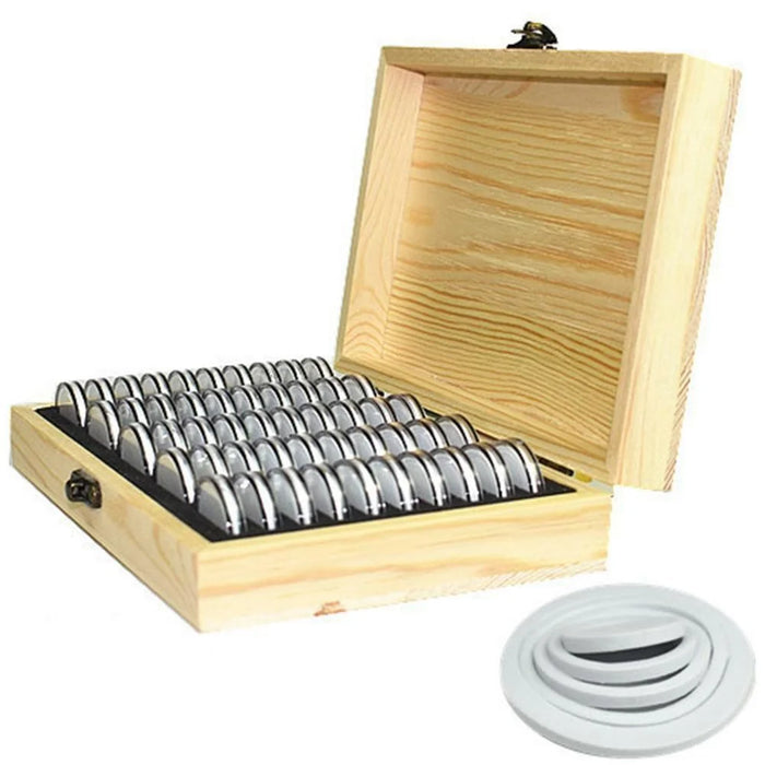 Wood Coins Storage Box Case for Slab Certified Coin with 50 Capsules - 3