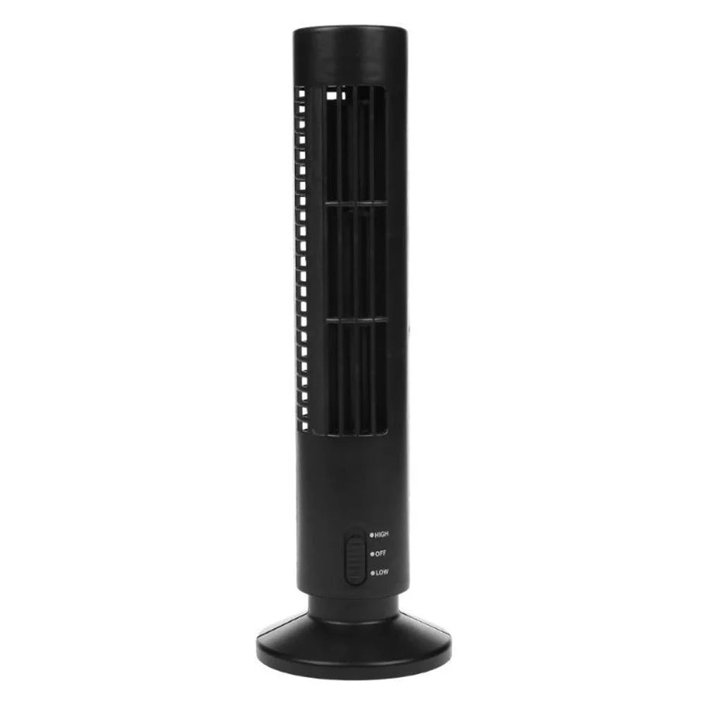 Summer Cool Breeze Vertical Air Conditioning USB Mini Leafless Tower Fan - Black - 1