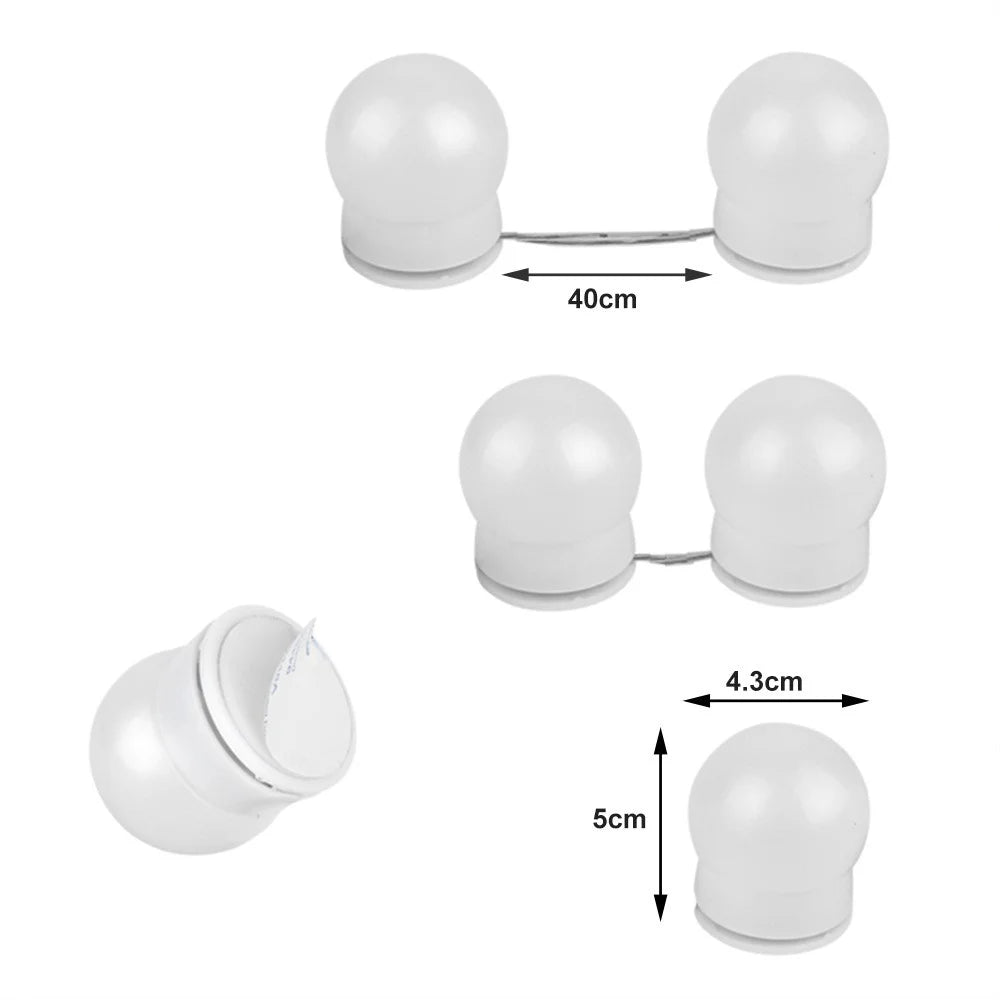 10-LED Mirror Dimmable Light Bulb Kit Vanity USB Makeup Mirror Light - 2