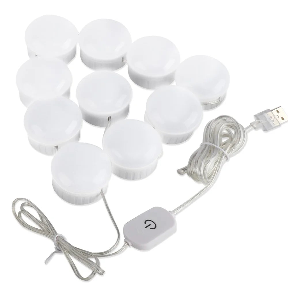 10-LED Mirror Dimmable Light Bulb Kit Vanity USB Makeup Mirror Light - 6