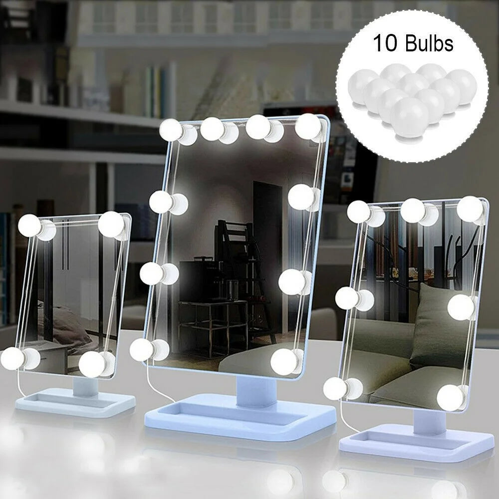 10-LED Mirror Dimmable Light Bulb Kit Vanity USB Makeup Mirror Light - 7