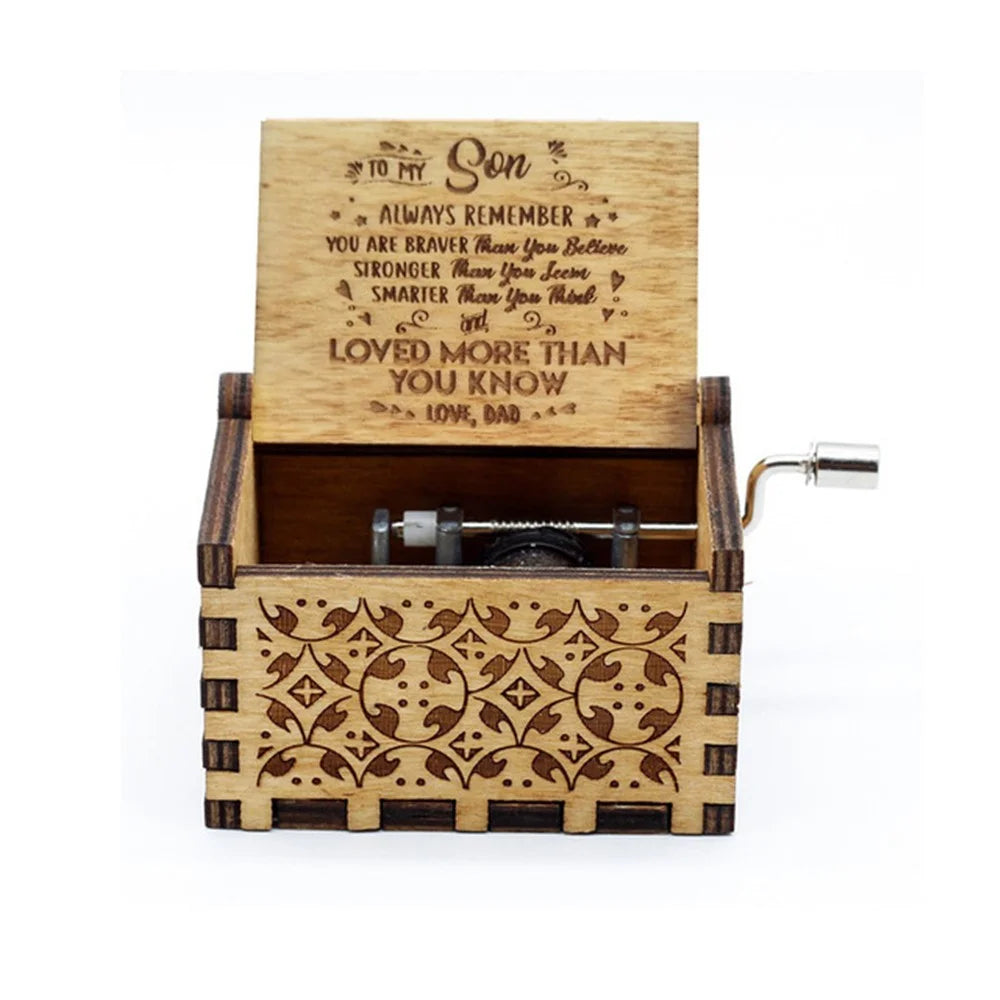 Hand-made Classical Hand-operated Wooden Handicraft Music Box - Dad To Son - 1