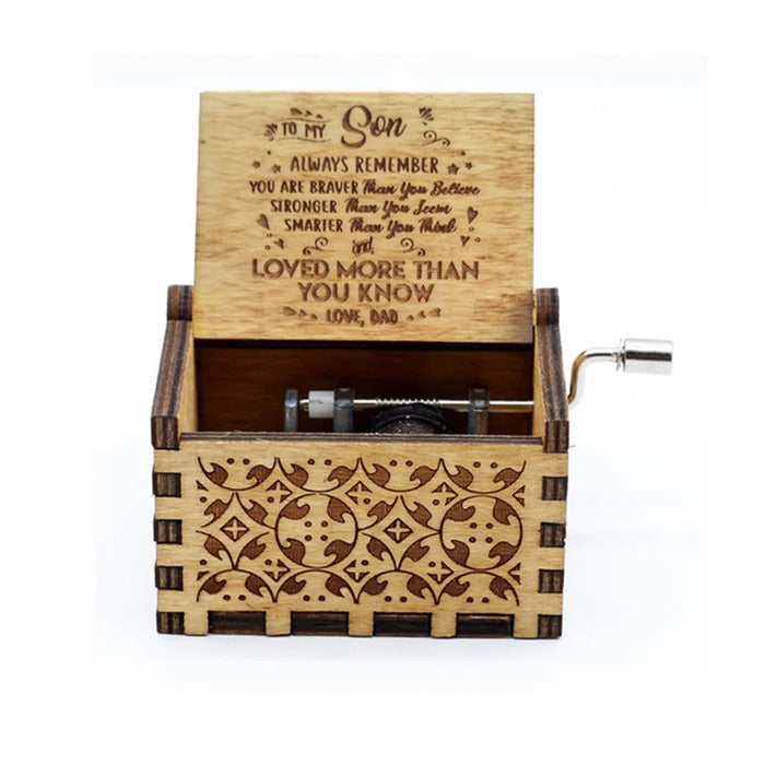 Hand-made Classical Hand-operated Wooden Handicraft Music Box - Dad To Son - 1