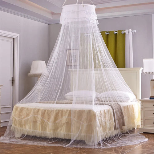 Princess Castle Round Dome Mosquito Net for 1.8m Bed Insect Protection - White - 1