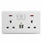 Double Wall Plug Socket 2 Gang 13A 2 USB Charger Port Outlets White Plate UK Plug - 1