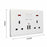 Double Wall Plug Socket 2 Gang 13A 2 USB Charger Port Outlets White Plate UK Plug - 7