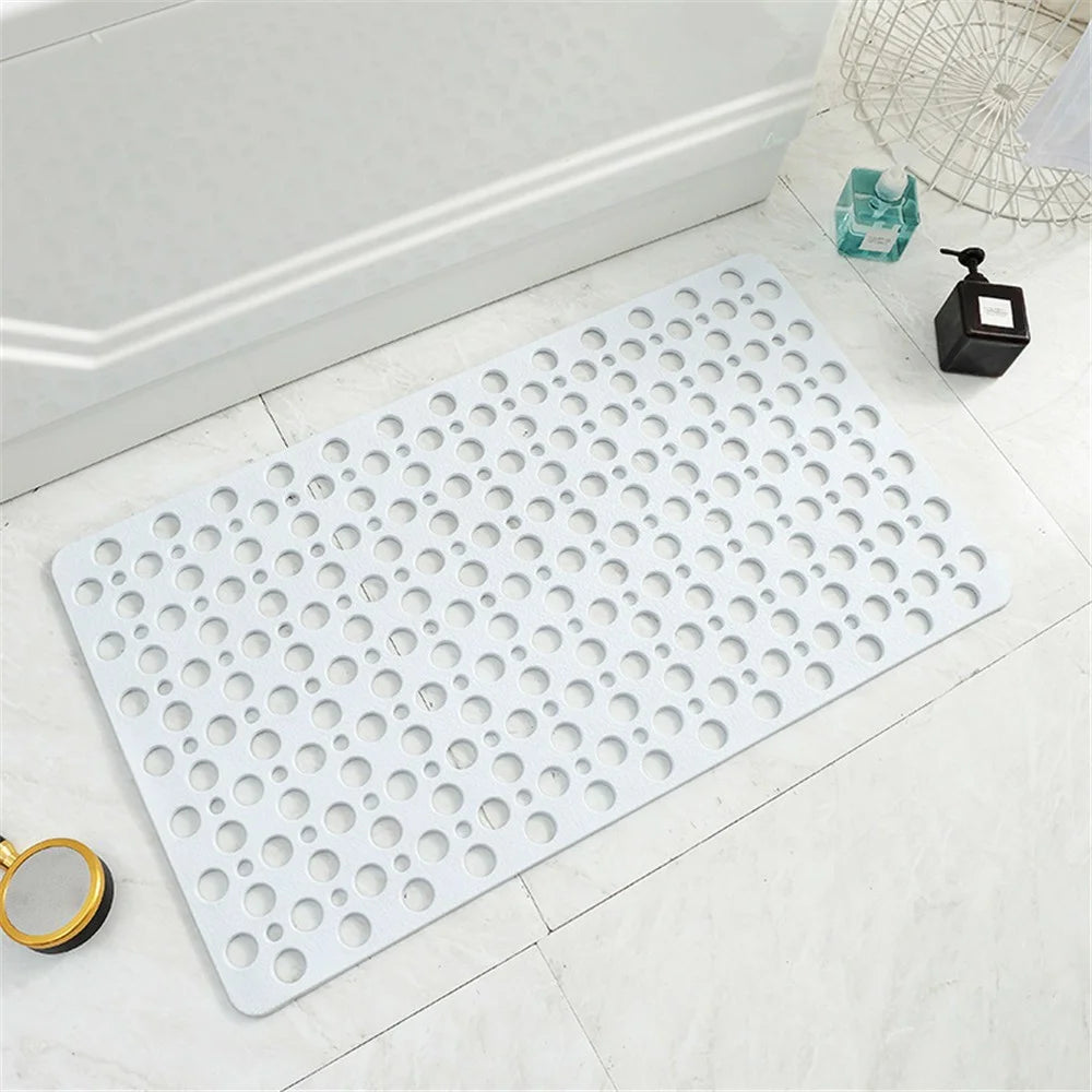 Anti-Slip Anti-Bacterial Bath Mat Bathroom Kitchen TPE Ground Bathtub Mat, Size: 21'' x 21'' - White - 1