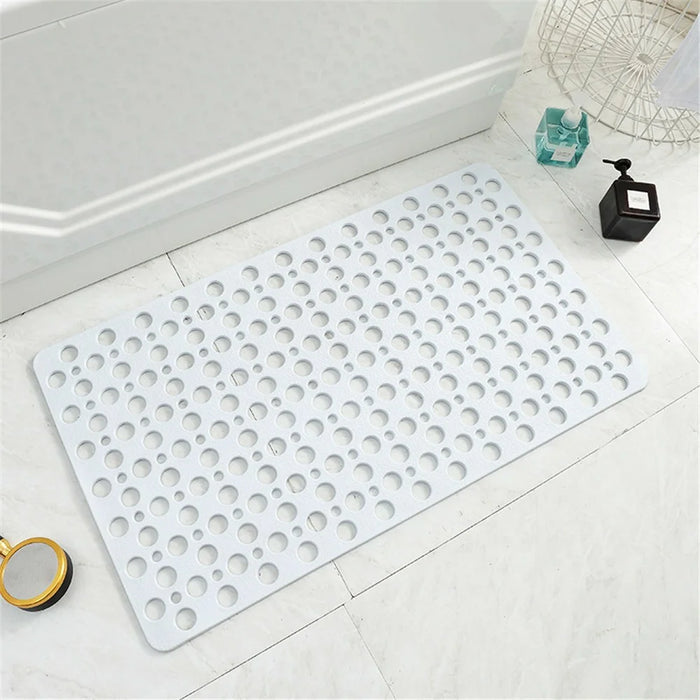 Anti-Slip Anti-Bacterial Bath Mat Bathroom Kitchen TPE Ground Bathtub Mat, Size: 21'' x 21'' - White - 1