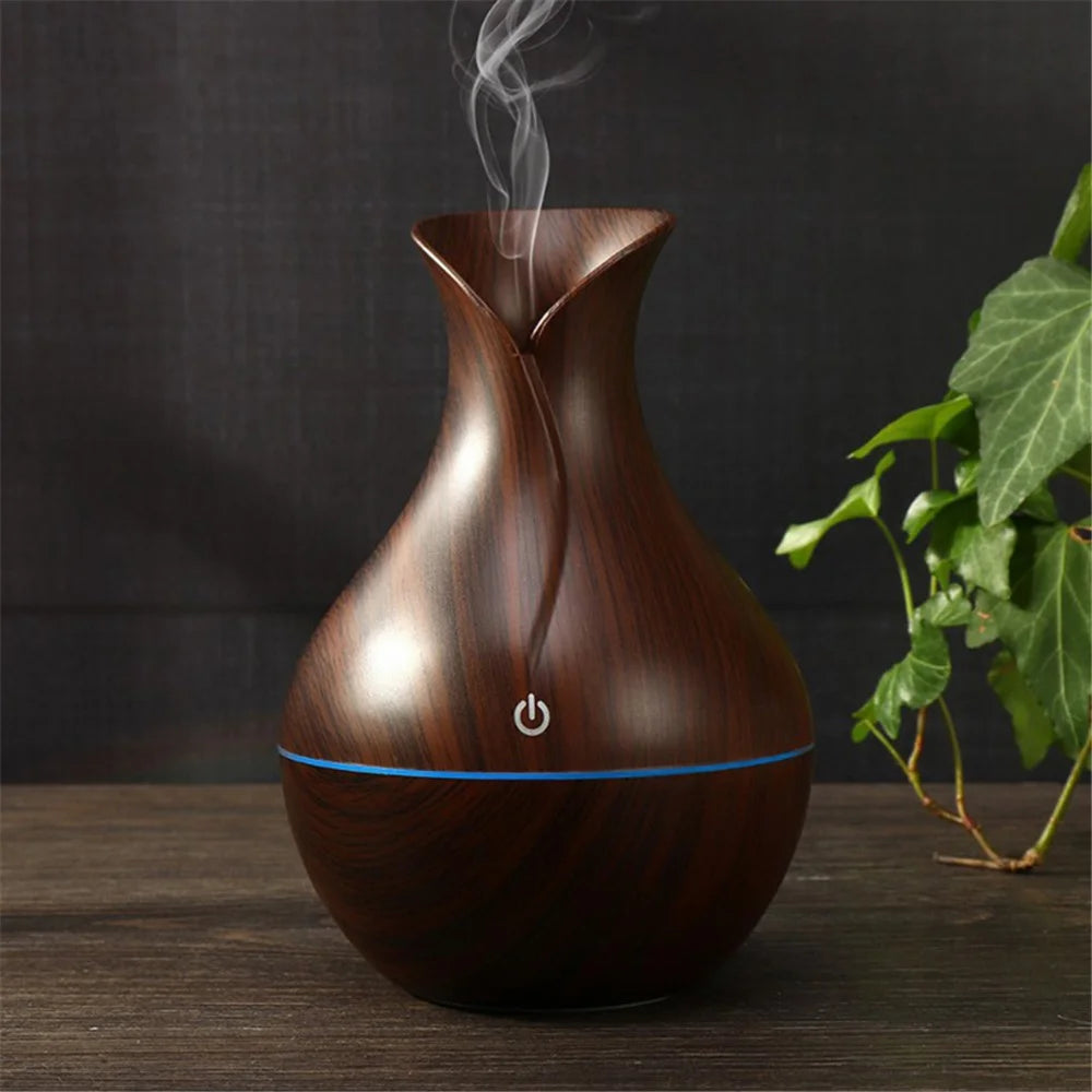 Car Vehicle Wood Skin Oil Aroma Diffuser Ultrasonic Air Purifier Aromatherapy Humidifier - Dark Wood Grain - 2