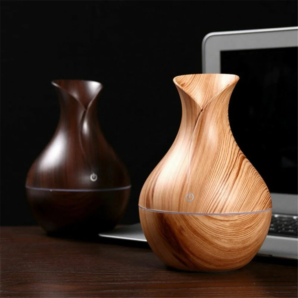 Car Vehicle Wood Skin Oil Aroma Diffuser Ultrasonic Air Purifier Aromatherapy Humidifier - Dark Wood Grain - 3