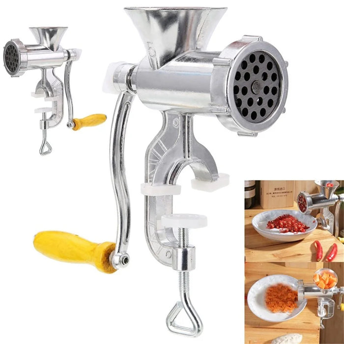 Manual Meat Grinder and Sausage Stuffer Meat Grinder Mincer Pasta Maker Crank - Silver - 2
