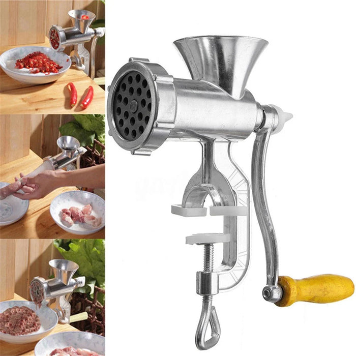 Manual Meat Grinder and Sausage Stuffer Meat Grinder Mincer Pasta Maker Crank - Silver - 4