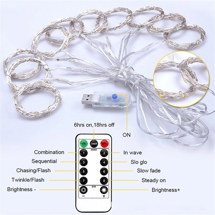 3mx2m 200-LED Fairy String Light Christmas Wedding Party Decoration Gift USB 8-Mode Curtain Window LED Light - White - 6
