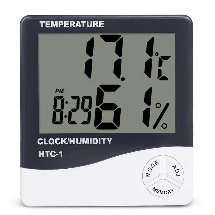 HTC-1 Digital LCD Thermometer Hygrometer Humidity Meter Room Indoor Temperature Clock - 2