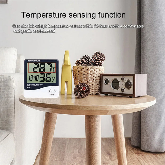 HTC-1 Digital LCD Thermometer Hygrometer Humidity Meter Room Indoor Temperature Clock - 7