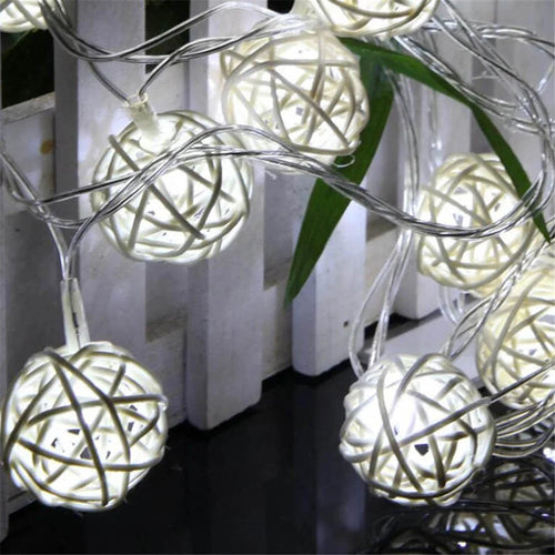 20-LED 2.5m 3cm Diameter Flashing LED Rattan Ball String Lights Outdoor Christmas Gift Decorative Party - White - 1