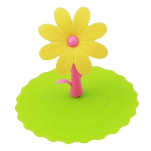 Creative Sunflower Cup Lid Dustproof Reusable Silicone Insulation Cup Cover - Green - 1