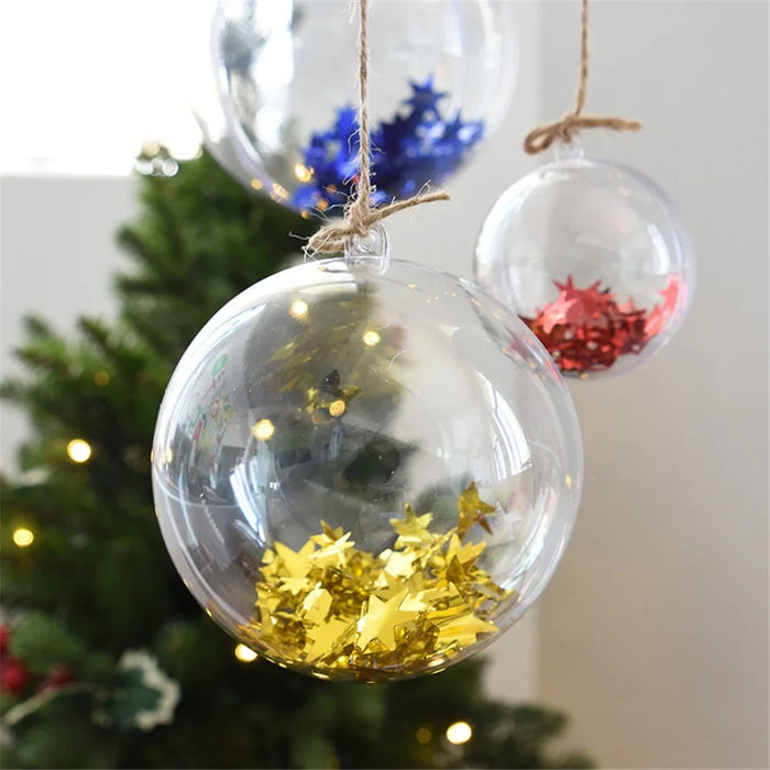 6cm Clear Plastic Ball Christmas Decoration Hanging Ball - 4