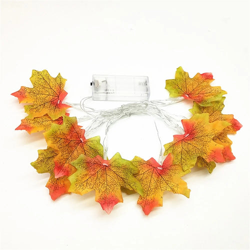 1.5m 10-LED Maple Leaf Lantern String Courtyard Party Room Decoration Lights - Yellow/Green Maple - 1