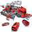 Kids Puzzle Toy Deformation Fire Engineering Vehicle Storage Parking Lot Car Model Set - Red - 2