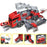 Kids Puzzle Toy Deformation Fire Engineering Vehicle Storage Parking Lot Car Model Set - Red - 3