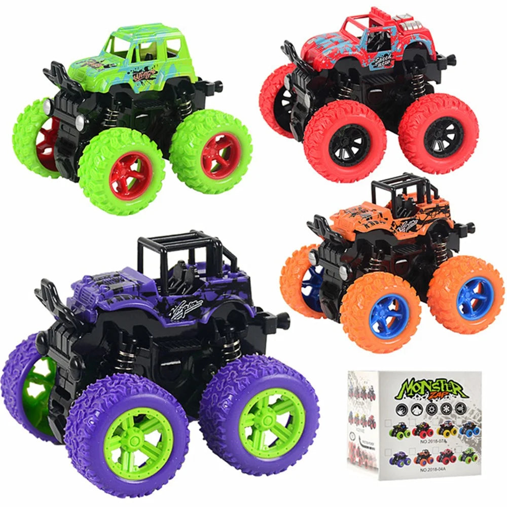 9cm Little Jeep Off-Road Vehicle Strong Four Big Wheel Inertia Scale Friction Power Car Boy Toy Gift - Random - 1