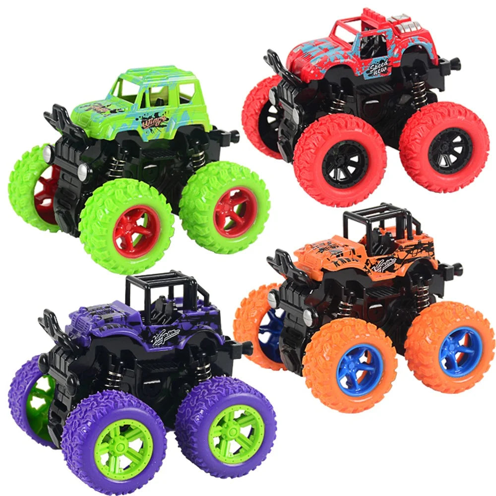 9cm Little Jeep Off-Road Vehicle Strong Four Big Wheel Inertia Scale Friction Power Car Boy Toy Gift - Random - 4