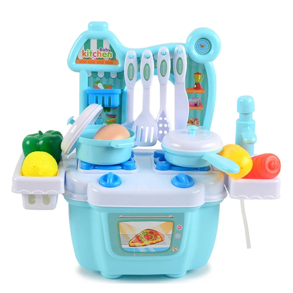 Children Kids Educational Play Set Kitchen Toys Plastics Dollhouse Dining Table - Blue - 1
