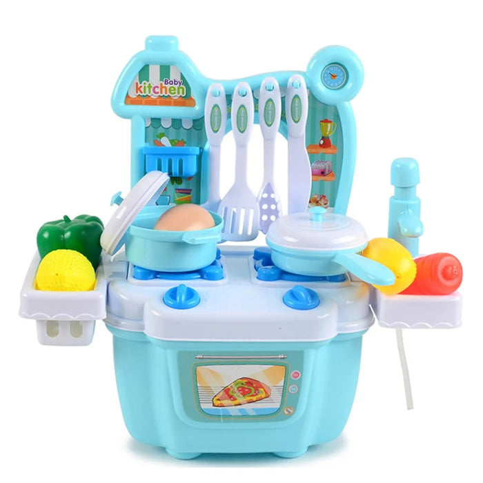 Children Kids Educational Play Set Kitchen Toys Plastics Dollhouse Dining Table - Blue - 1