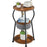 DULCII 596-BS9-3-Tier Round End Table with Cloth Storage Basket, 30x30x55cm - Rustic Brown - 1