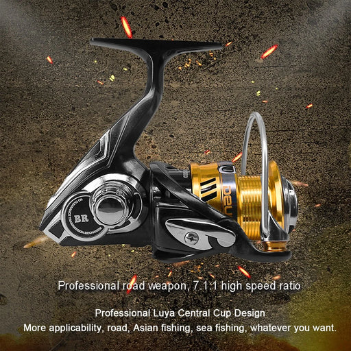 BR3000 7.1:1 High Speed Fishing Reel 5+1BB Metal Spool Plating Spinning Wheel Fishing Reel Tackle - 1
