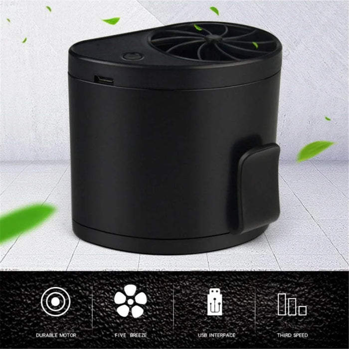 Portable Mini Mobile Air Conditioning Small Fan USB Rechargeable Hanging Waist - Black - 2