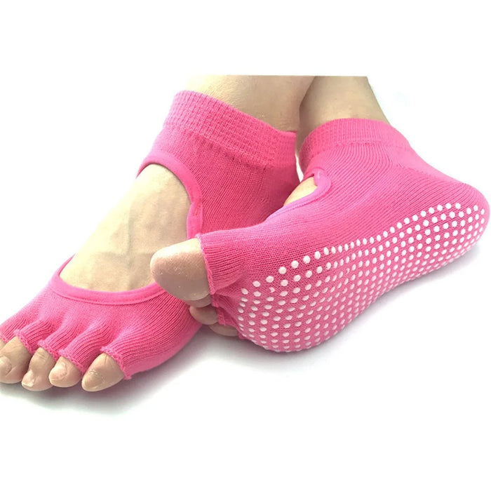 Non Slip Yoga Socks for Women Toeless Pilates Ballet Workout Socks - Pink - 2