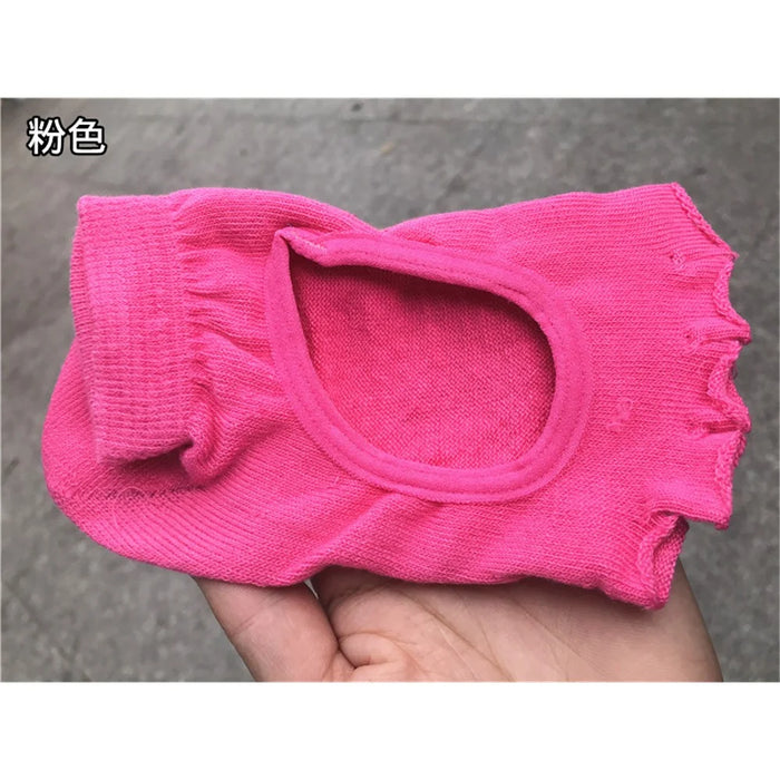 Non Slip Yoga Socks for Women Toeless Pilates Ballet Workout Socks - Pink - 3