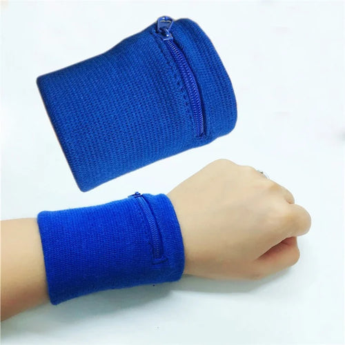 Sport Arm Band Bag Zipper Wrist Wallet Bag Sweatband for MP3 Card Storage - Blue - 1