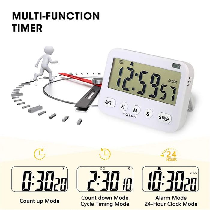 Digital Kitchen Timer Big Digit Count Down & Up Timer Memory Vibration Flashlight Loud Alarm with Magnetic Back - 4