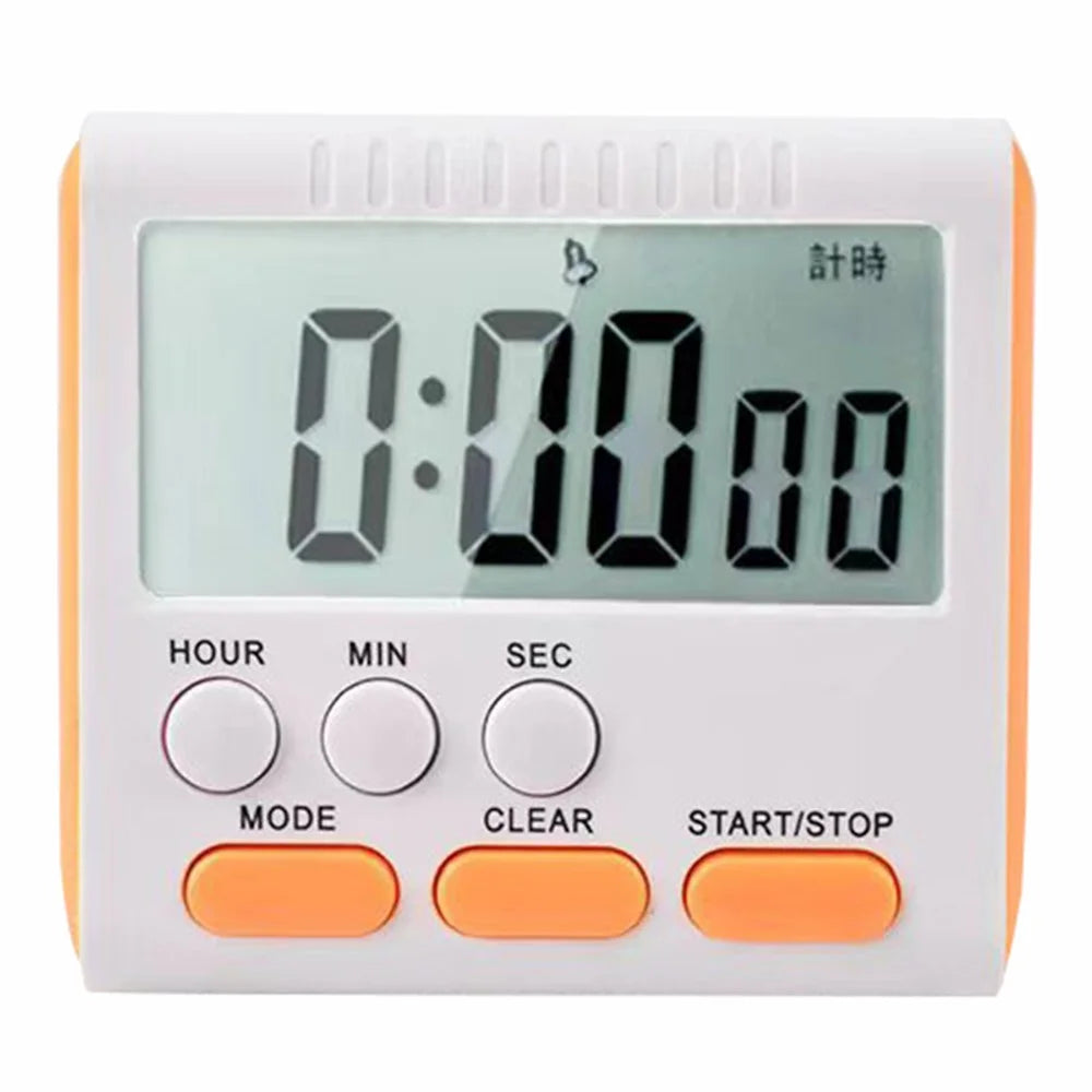 Magnetic Large LCD Digital Kitchen Timer with Loud Alarm Count Up & Down Clock 24 Hours Kitchen Timer - Orange - 1
