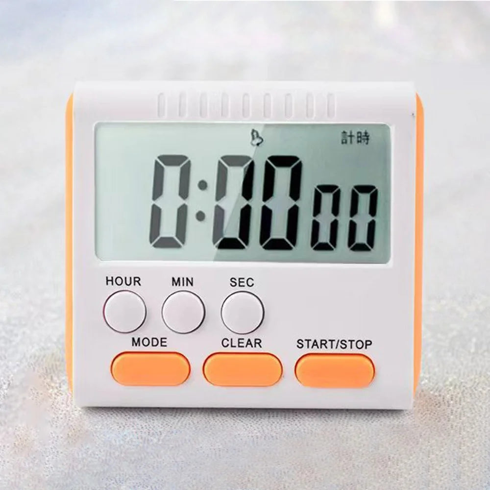 Magnetic Large LCD Digital Kitchen Timer with Loud Alarm Count Up & Down Clock 24 Hours Kitchen Timer - Orange - 2