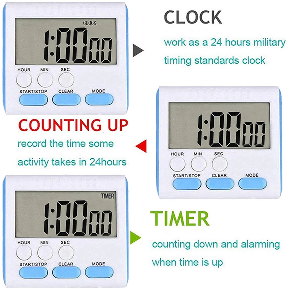 Magnetic Large LCD Digital Kitchen Timer with Loud Alarm Count Up & Down Clock 24 Hours Kitchen Timer - Orange - 4