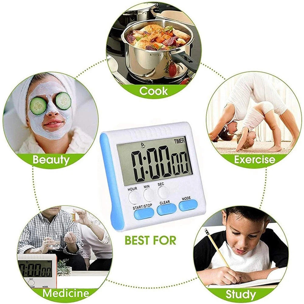 Magnetic Large LCD Digital Kitchen Timer with Loud Alarm Count Up & Down Clock 24 Hours Kitchen Timer - Orange - 5