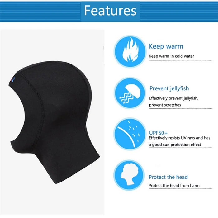 Women Man Neoprene Hat Scuba Diving Cap 1mm with Shoulder Snorkeling Equipment - M - 7