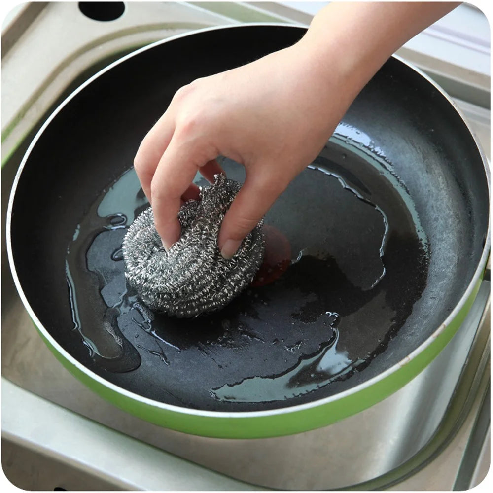 4PCS/Pack Stainless Steel Sponge Wool Kitchen Scouring Cleaner Pot Brush - 2