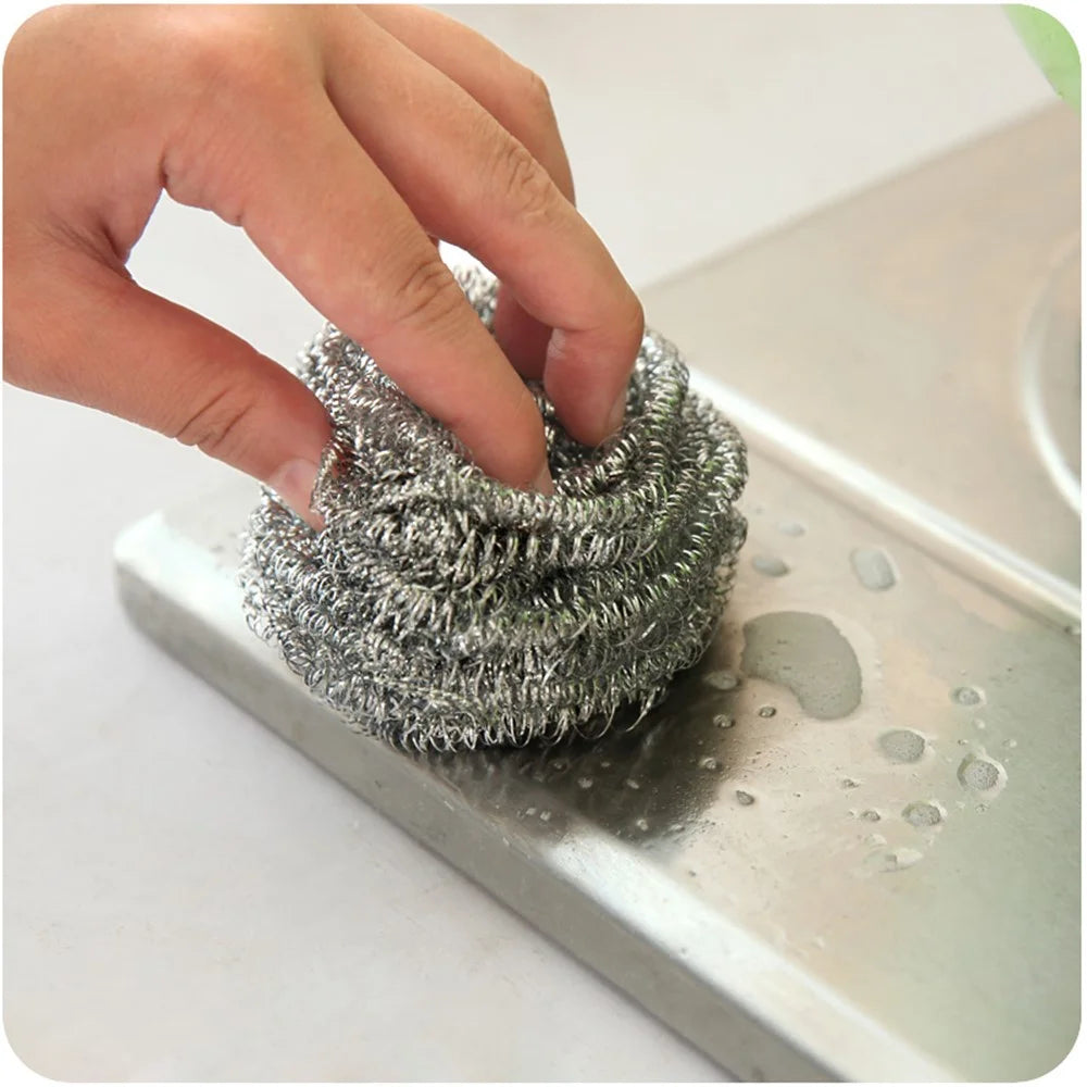 4PCS/Pack Stainless Steel Sponge Wool Kitchen Scouring Cleaner Pot Brush - 3