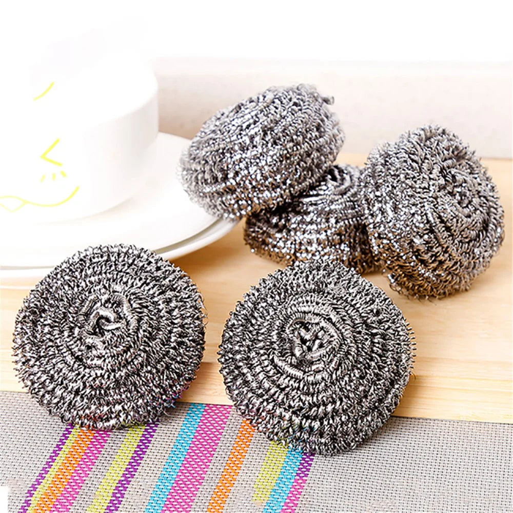 4PCS/Pack Stainless Steel Sponge Wool Kitchen Scouring Cleaner Pot Brush - 5