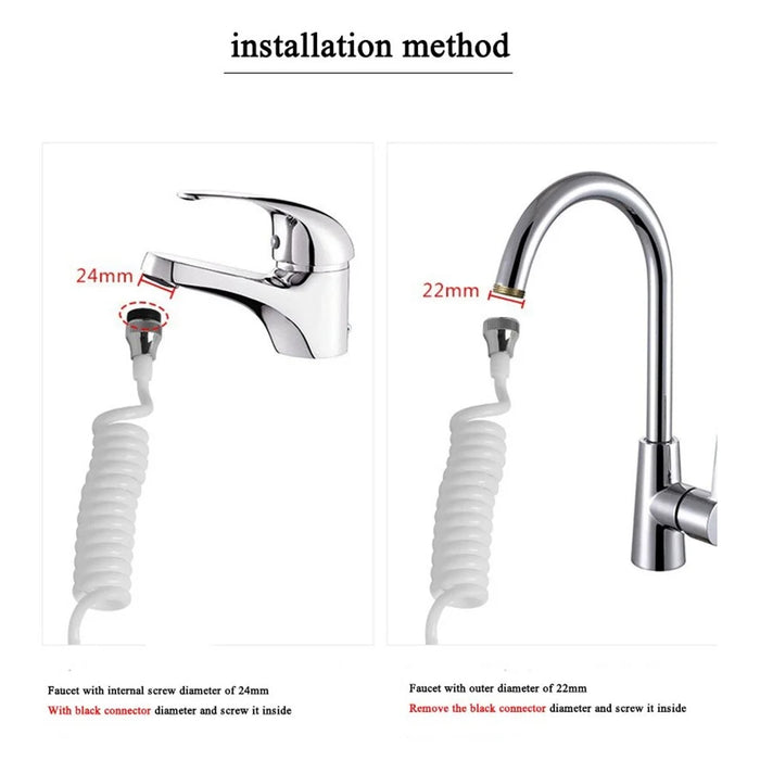 Long Hose Shrinkable Home Kitchen Faucet Splash Head Extension Extender - 4