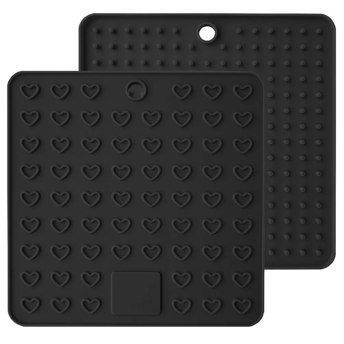 Thickened Silicone Heart-shaped Multi-functional Pad Thermal Insulation Mat - Black - 1