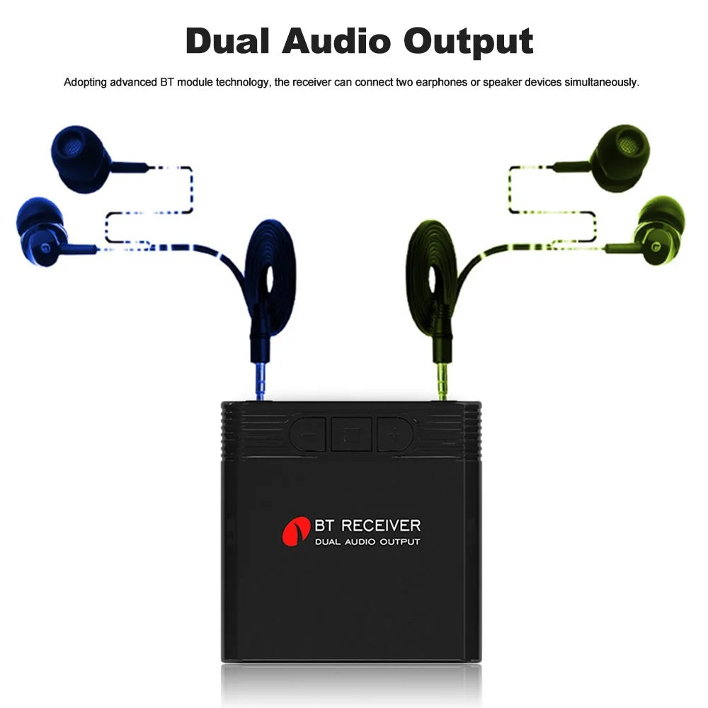 TS-B8 Bluetooth-compatible 4.1 Receiver Dual Audio Output 3.5mm Stereo Adapter - 3