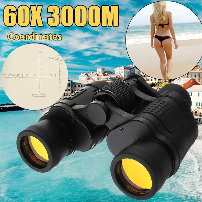 Night Vision 60x60 3000M HD Hunting Binoculars Telescope with Coordinates - Black / Blue - 6