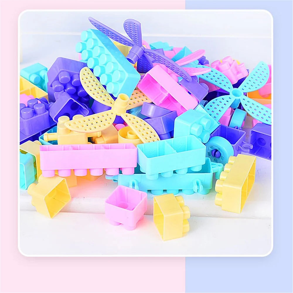 100Pcs Building Blocks Plastic Colorful Educational Toys Gift for Children Kids Child Girls Boys - 4